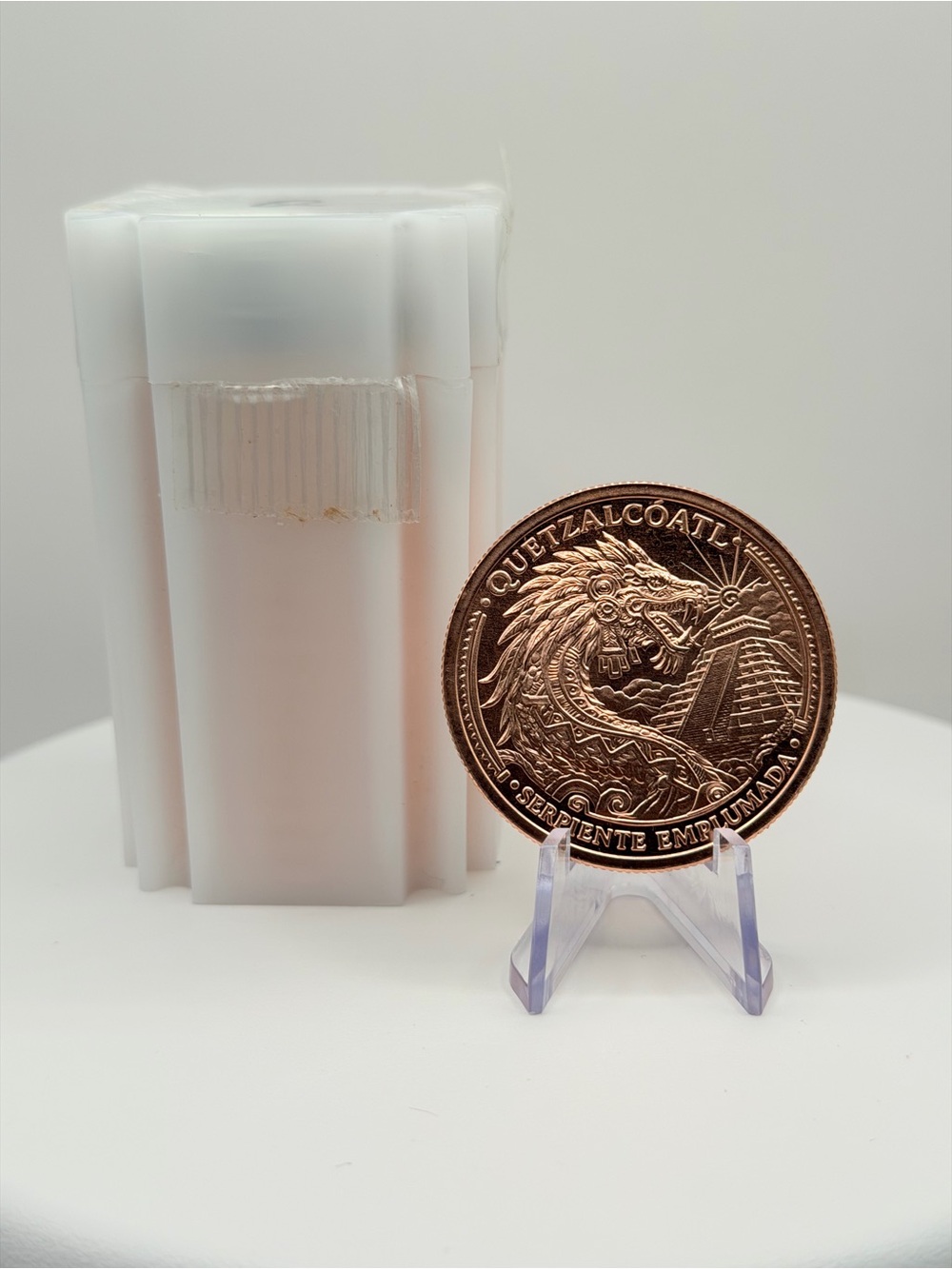Aztec Quetzalcoatl Feathered Serpent 1oz .999 Fine Copper Round